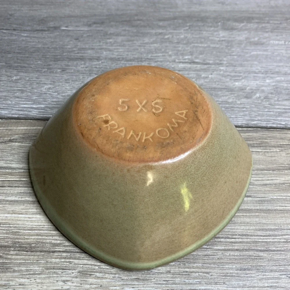 Frankoma 5XS Plainsman Green Brown Prairie Pottery Fruit Dessert Berry Bowl